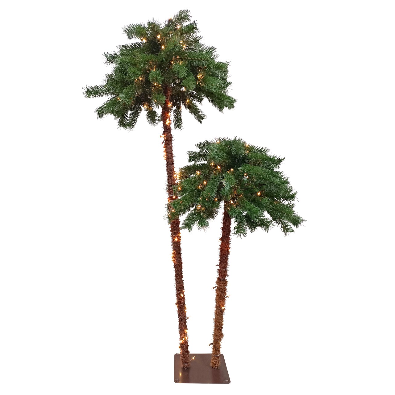 Northlight Lighted Artificial Tropical Palm Tree Duo - 6' - Clear Lights
